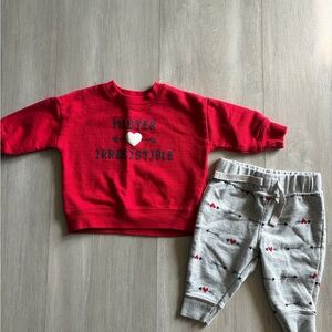Carter's Red and Gray Sweatshirt and Joggers Set